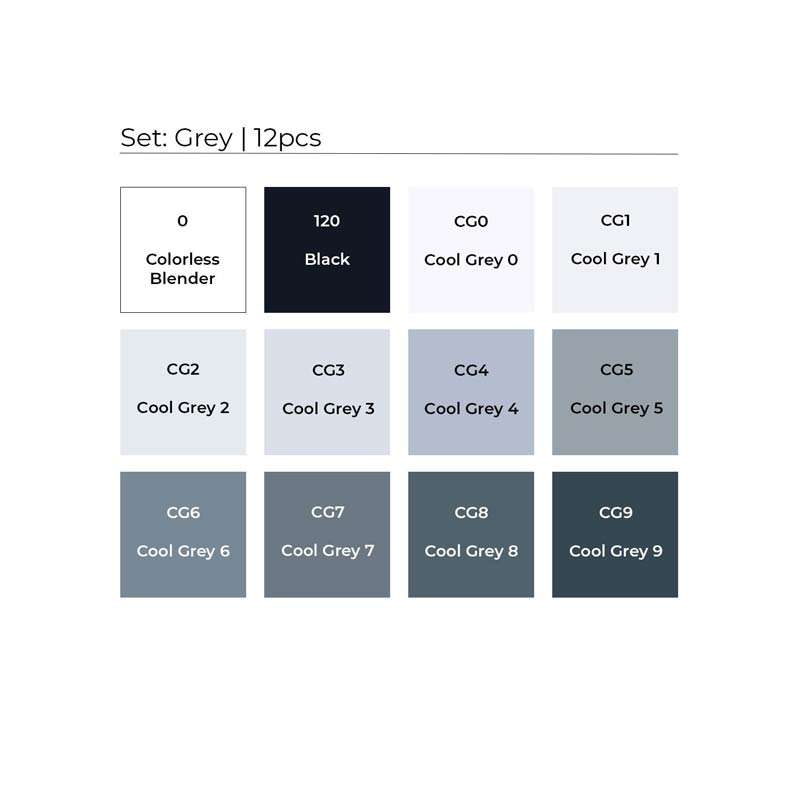 Toki Marker 12 Set  Grey